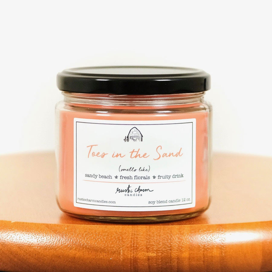 Rustic Charm Candles | 12-oz Scented Candle | Toes in the Sand