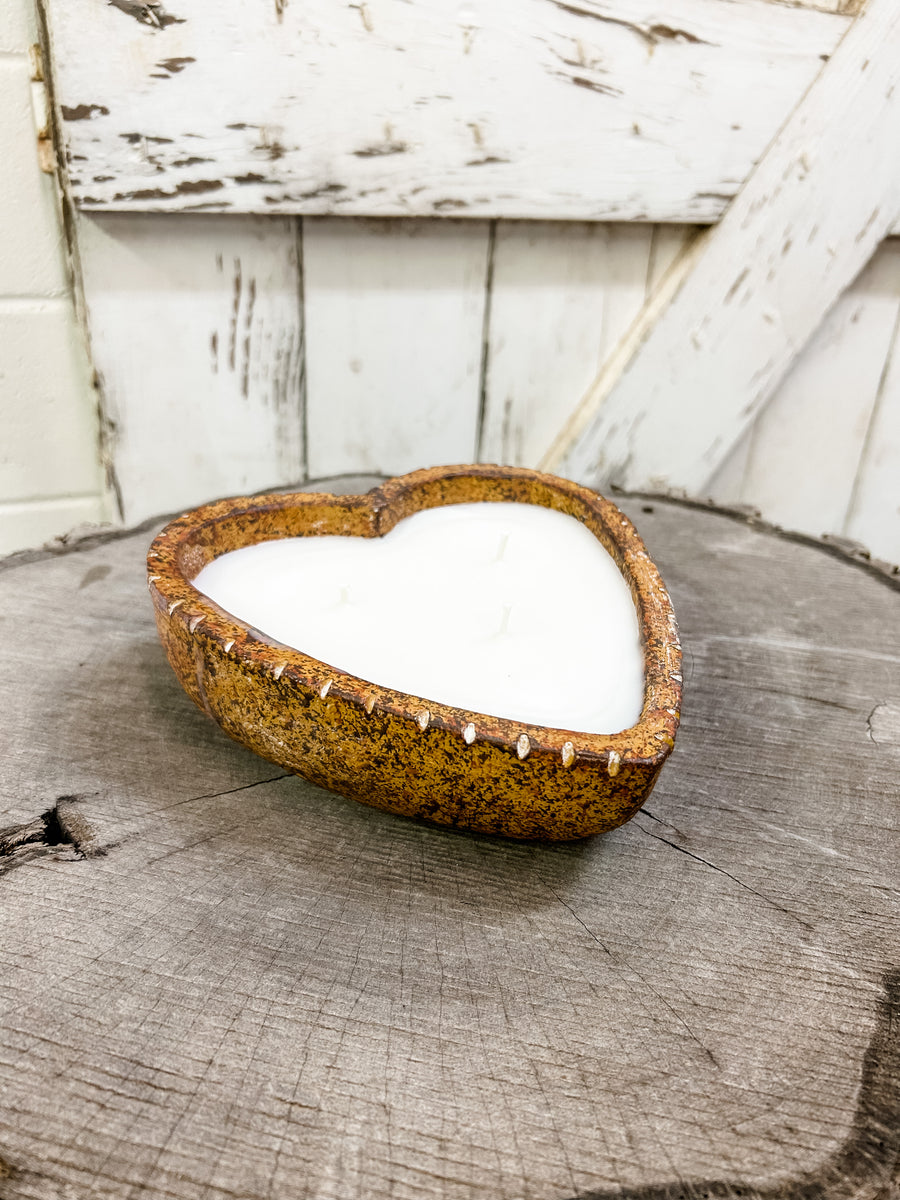Pottery Brown Heart Bowl  | Pick your scent