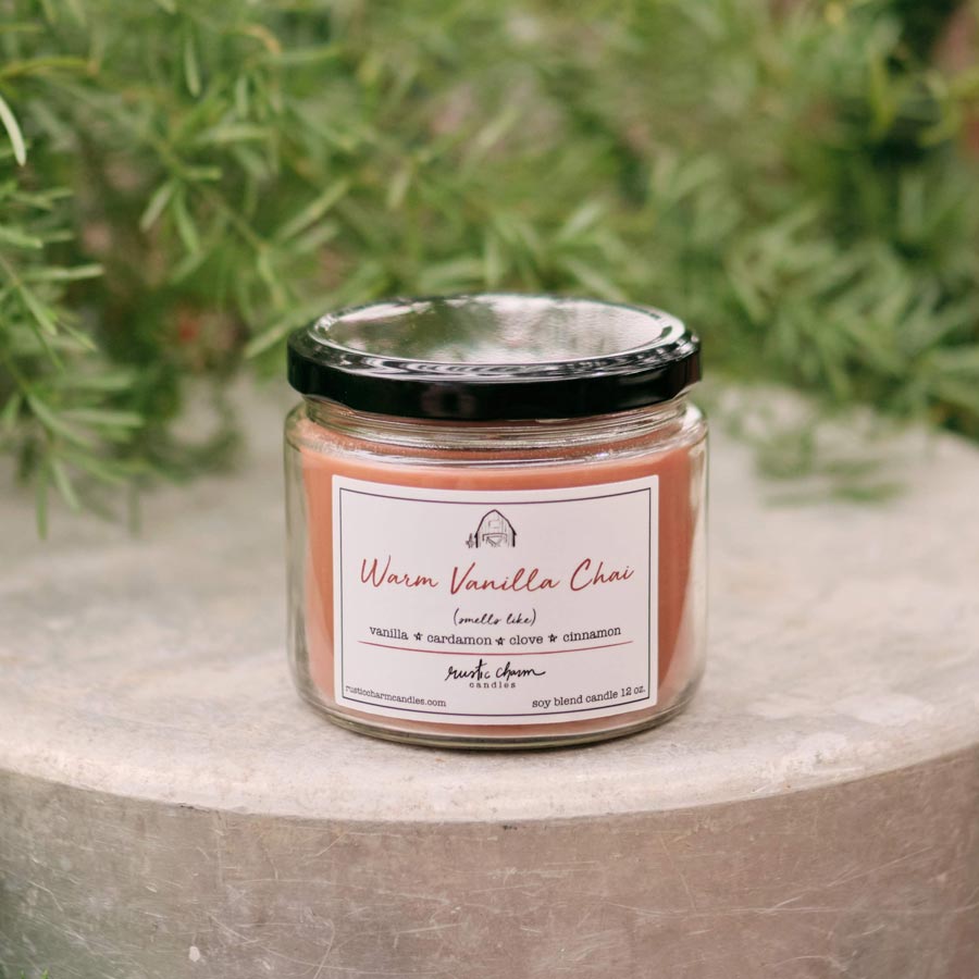 Rustic Charm Candles | 12-oz Scented Candle | Warm Vanilla Chai