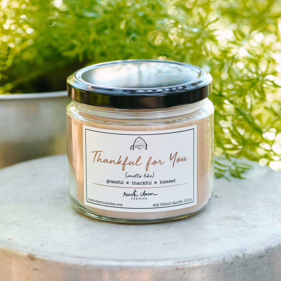 Thankful for You | Buttery Pecan Pie scented candle from Rustic Cham Candles Fall Candle Collection